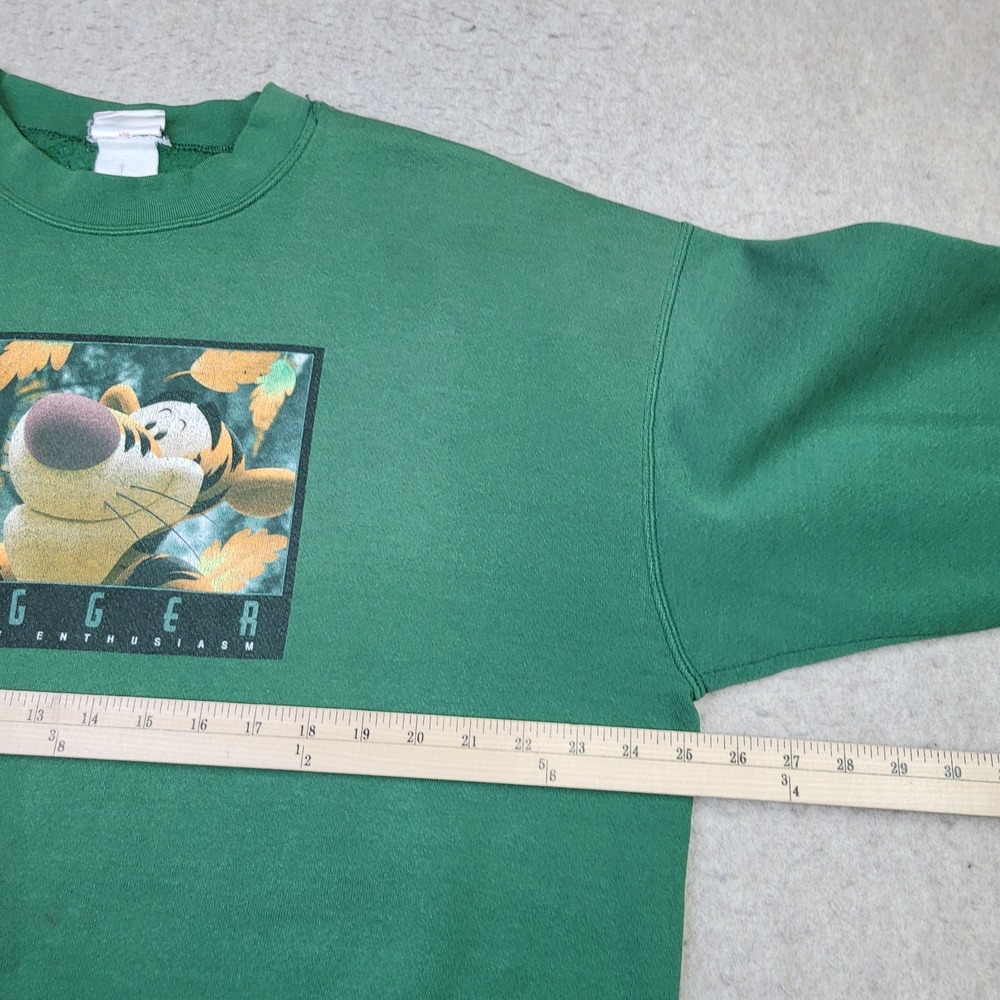 Vintage 90s Disney Store Tigger Sweatshirt XL Green Sketch Crewneck Made in USA - Picture 6 of 8